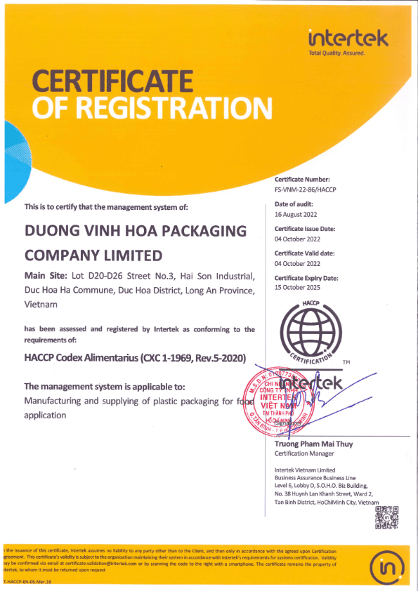 DVH_HACCP Certification